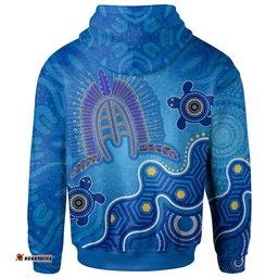 Torres Strait Personalised Zip Up Hoodie Dhari And Turtle BN25