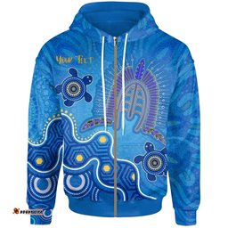 Torres Strait Personalised Zip Up Hoodie Dhari And Turtle BN25