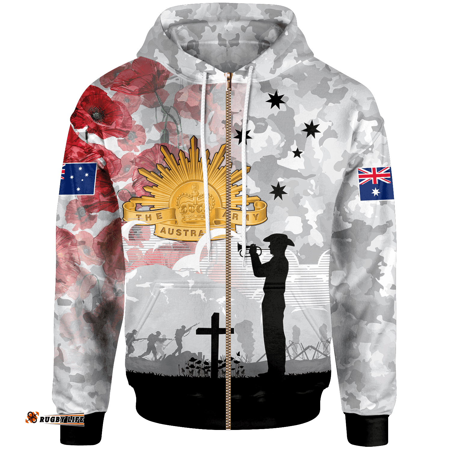 ANZAC Zip Up Hoodie We Will Remember Them