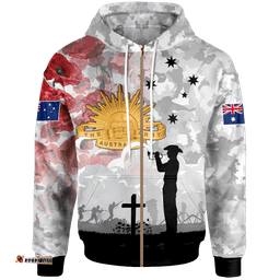 ANZAC Zip Up Hoodie We Will Remember Them