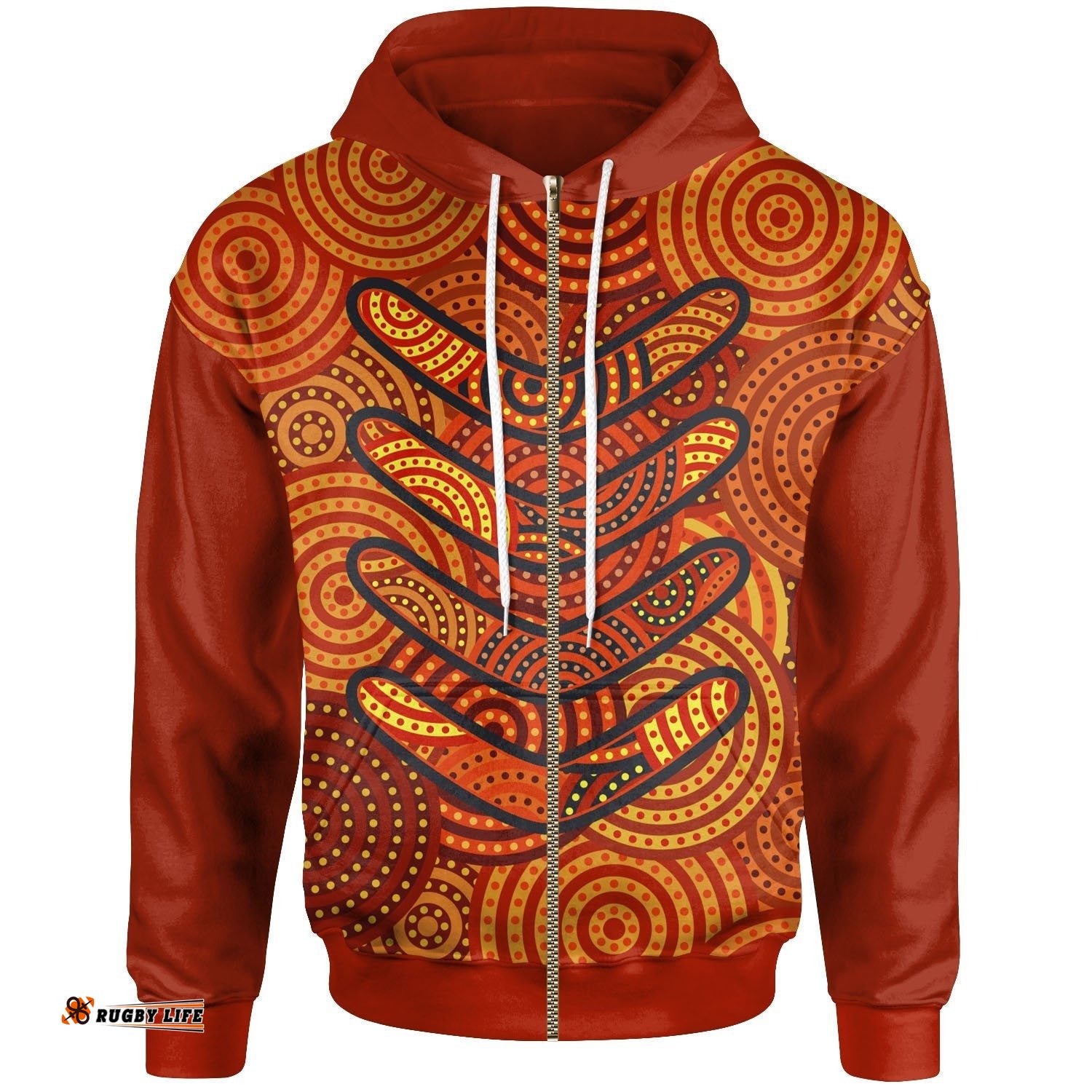 Aboriginal Zip Up Hoodie Aboriginal Boomerangs And Dot Circle 05