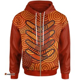 Aboriginal Zip Up Hoodie Aboriginal Boomerangs And Dot Circle 05
