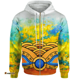 Aboriginal Zip Up Hoodie, Australia Kangaroo Sky