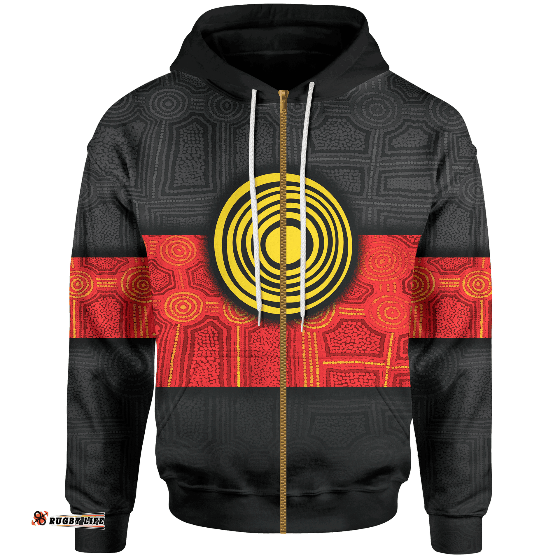 Aboriginal Zip Up Hoodie Aussie Indigenous Flag
