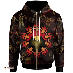 Aboriginal Zip Up Hoodie Australia Map and Indigenous Flag