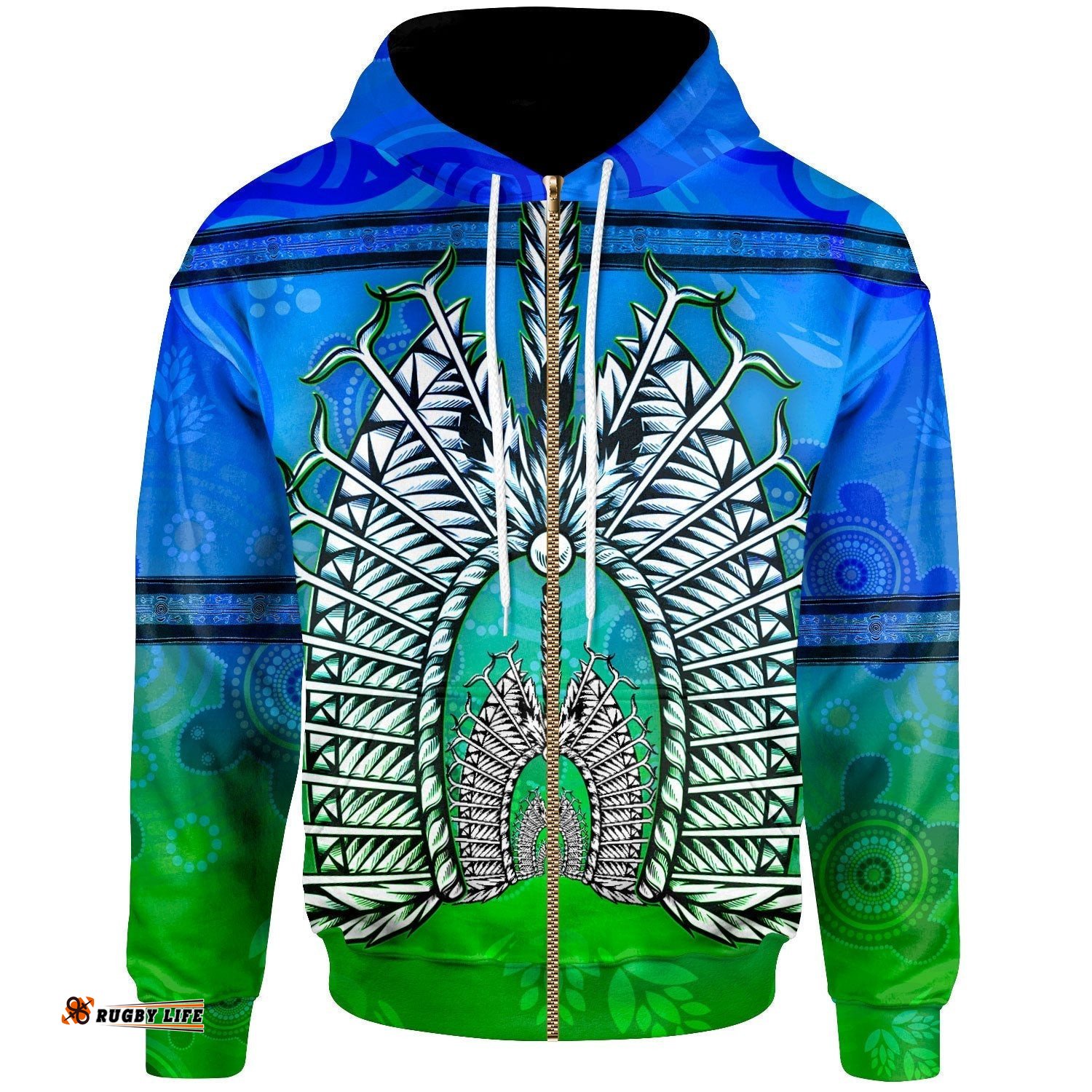 Zip Hoodie Turtle Background With Dhari Mask