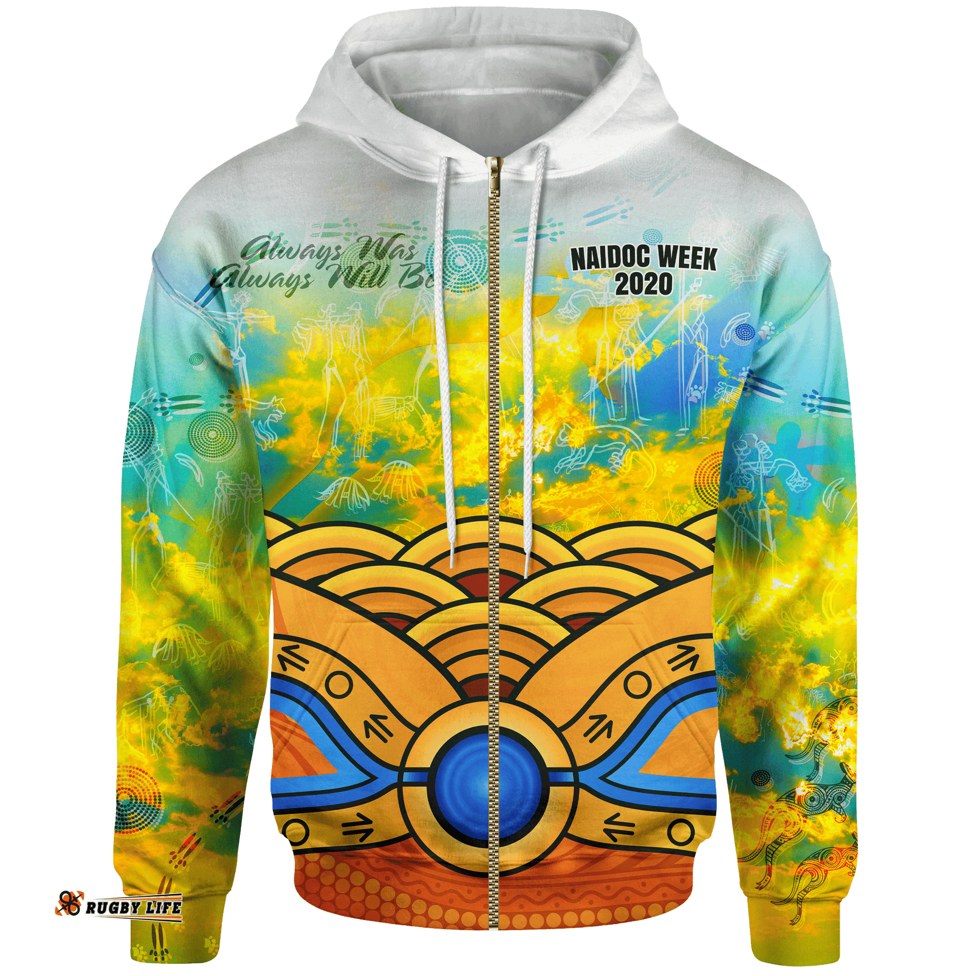 Aboriginal Zip Up Hoodie, Australia Kangaroo NAIDOC Week