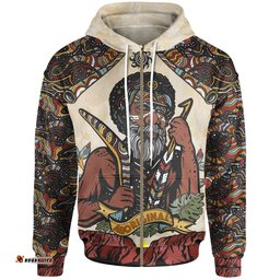 Custom Text Zip Up Hoodie Aboriginal Men