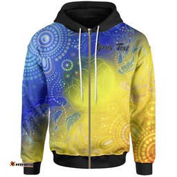 Custom Text Aboriginal Zip Up Hoodie Indigenous Fishing