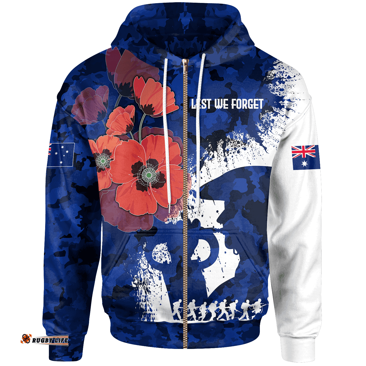 Custom ANZAC Zip Up Hoodie ANZAC Day
