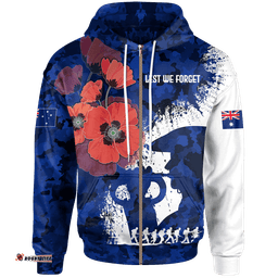 Custom ANZAC Zip Up Hoodie ANZAC Day