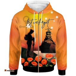 ANZAC Zip Up Hoodie Australian Navy ANZAC