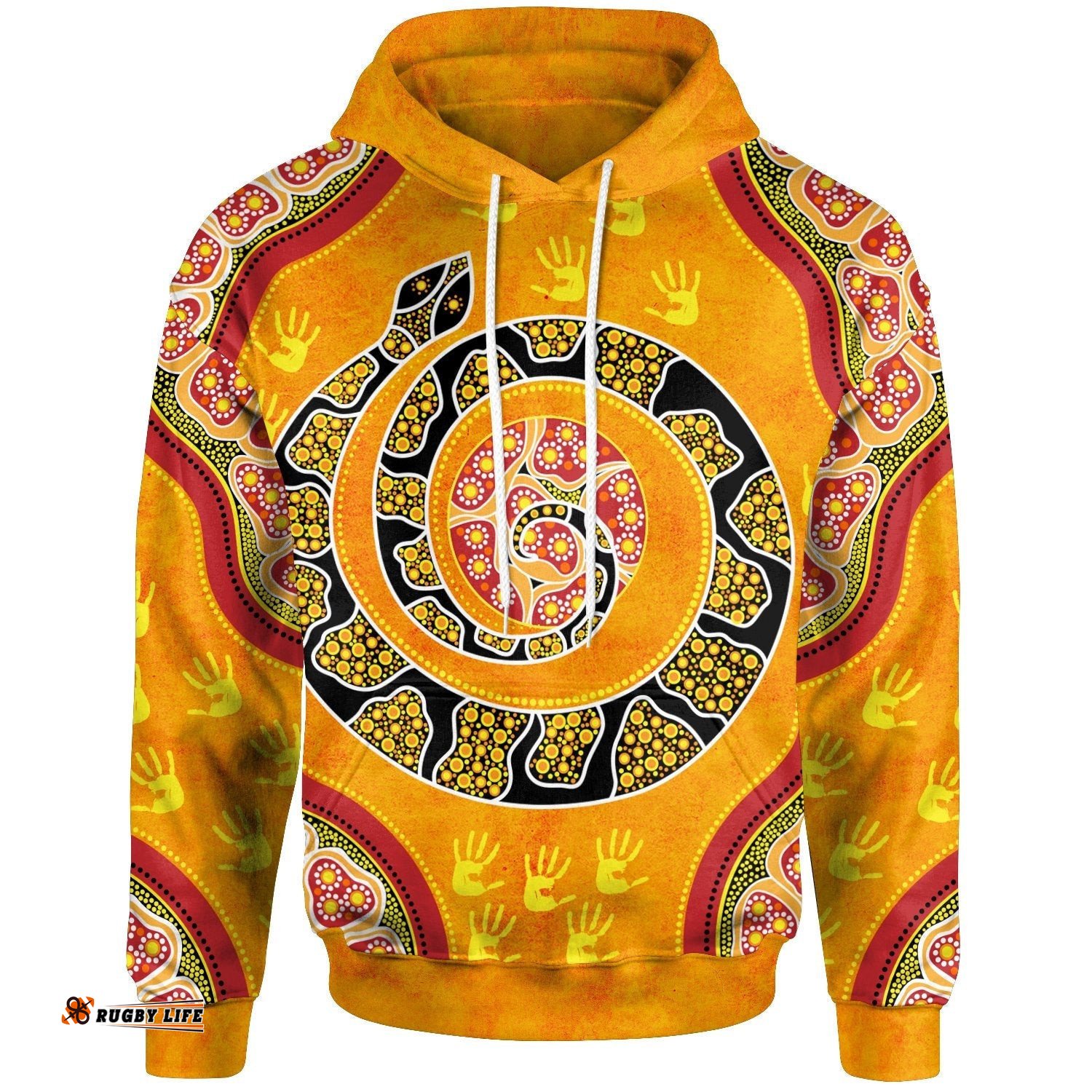 Hoodie Aboriginal Unique Style Snake Orange Color