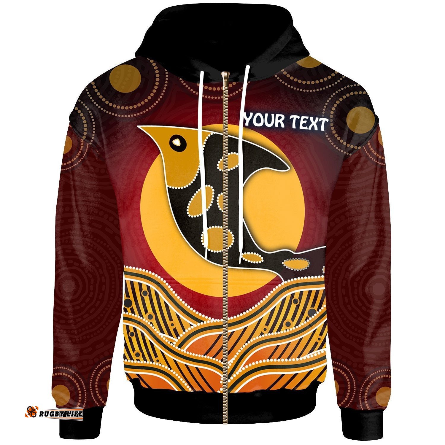 Personalised Zip Up Hoodie Aboriginal Dot Patterns Fish