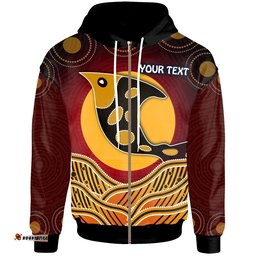 Personalised Zip Up Hoodie Aboriginal Dot Patterns Fish