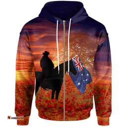 ANZAC Day Zip Up Hoodie Lest We Forget 02