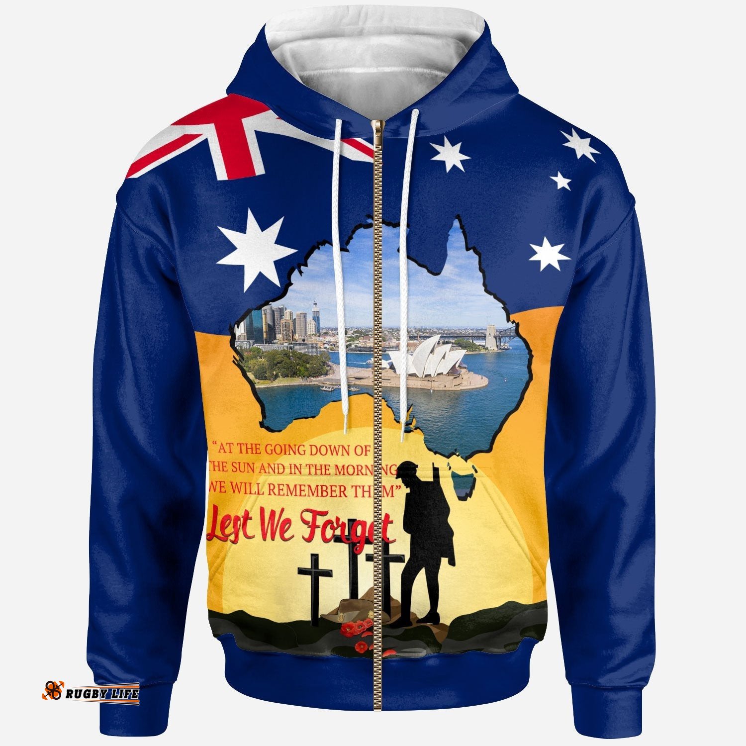 ANZAC Day Zip Up Hoodie Today's Peace Is Yesterday's Sacrifice