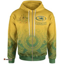 Aboriginal Zip Up Hoodie, Australia Rugby and Coat Of Arms