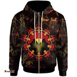 Custom Aboriginal Zip Up Hoodie Australia Map and Indigenous Flag