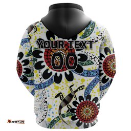 custom personalised australia indigenous rugby hoodie all stars sporty style white custom text and number tee ausie