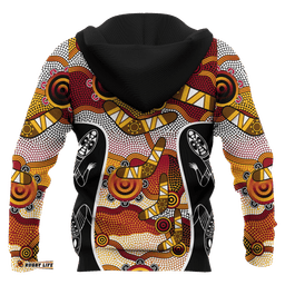 Aboriginal Zip Up Hoodie, Boomerang Patterns Circle Dot Painting 01