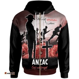 ANZAC Day Zip Up Hoodie We Will Remember Them Special Version