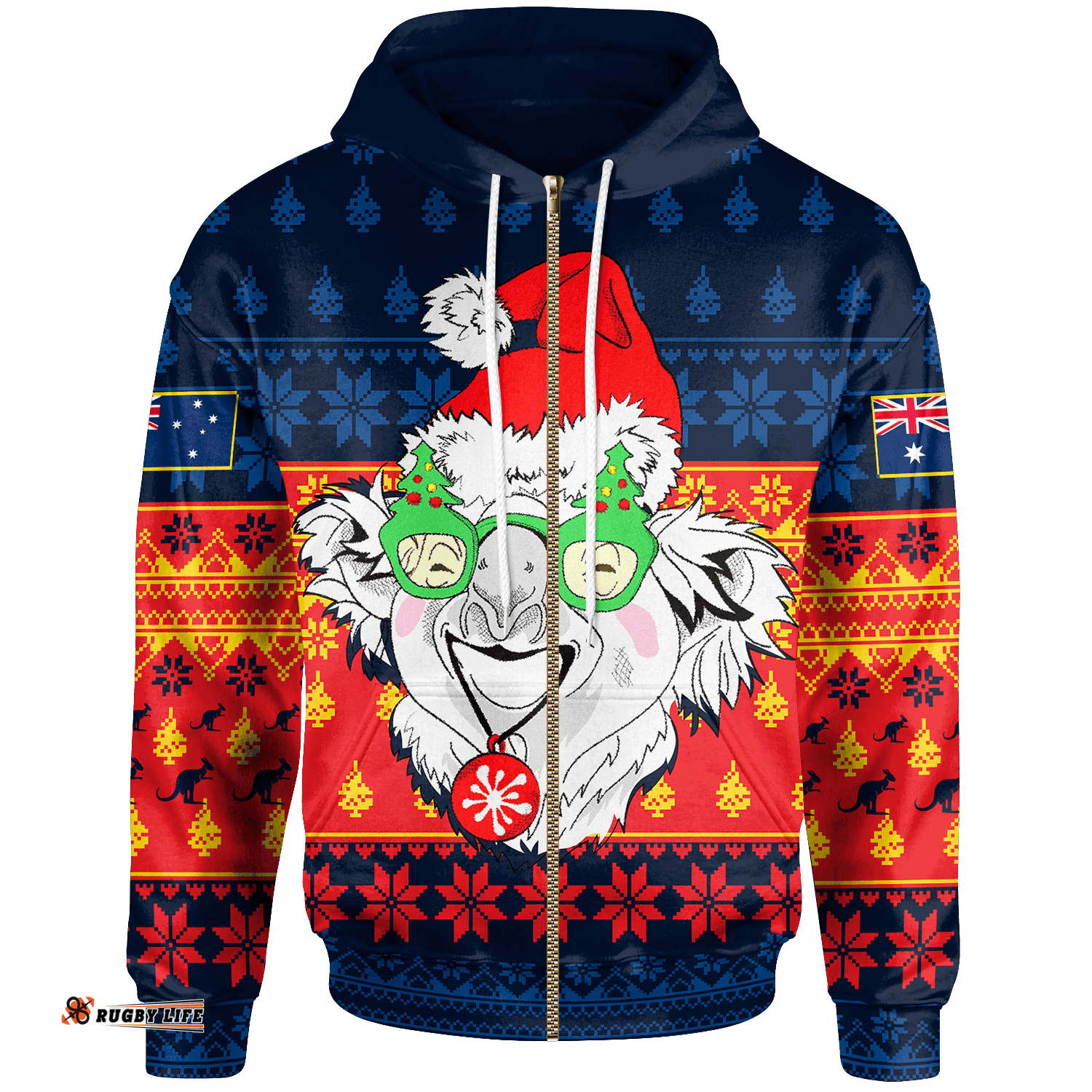 Australia Christmas Zip Up Hoodie Bye Bye
