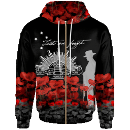 ANZAC Day Zip Up Hoodie Remember Them