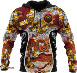 Aboriginal Hoodie, Boomerang Patterns Circle Dot Painting 02