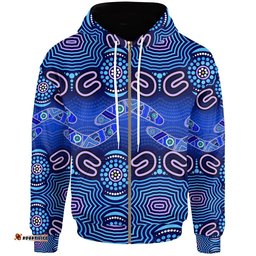 ABoriginal Zip Up Hoodie Boomerangs And Dot Painting Art Ver02