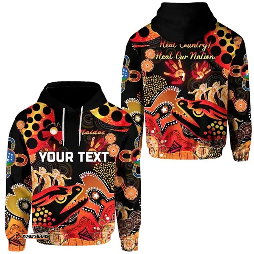 custom personalised parramatta hoodie eels indigenous naidoc heal country heal our nation black tee ausie
