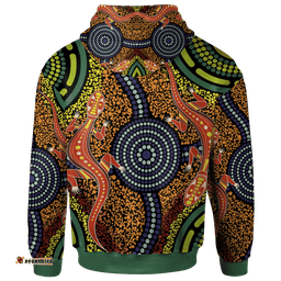 Aboriginal Zip Up Hoodie Aboriginal Two Lizards Dot Painting Circle
