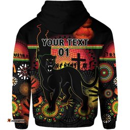 custom personalised penrith hoodie indigenous panthers anzac day lest we forget custom text and number tee ausie