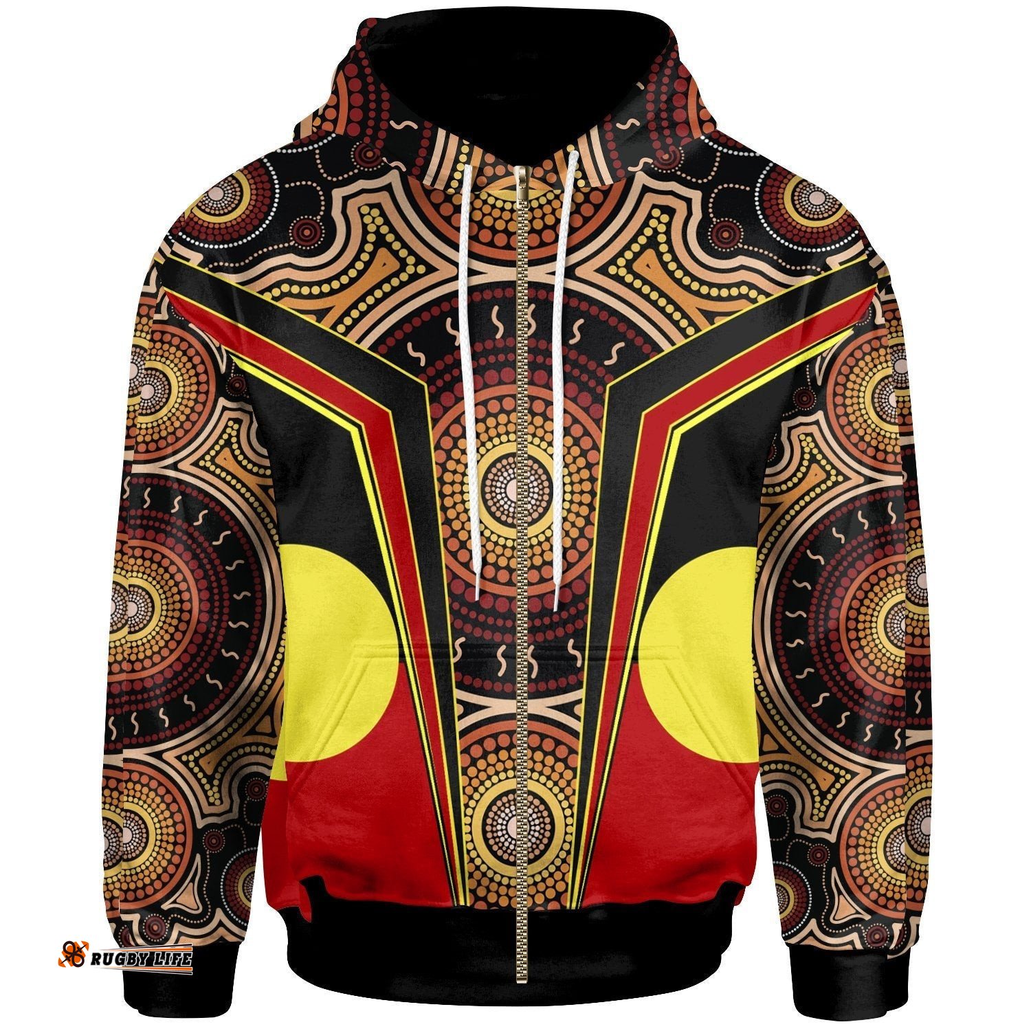 Zip Up Hoodie Aboriginal With Dot Painting Art