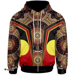 Zip Up Hoodie Aboriginal With Dot Painting Art