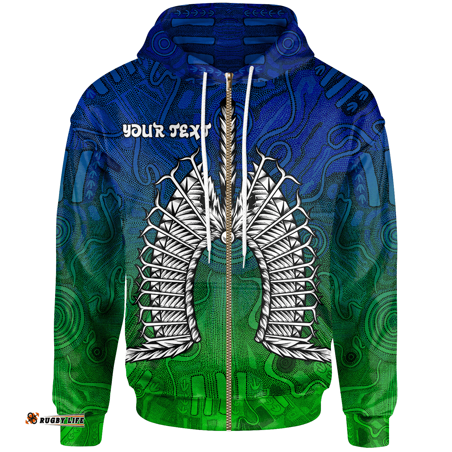 Custom Text Torres Strait Islanders Zip Up Hoodie Dhari Mask