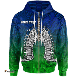 Custom Text Torres Strait Islanders Zip Up Hoodie Dhari Mask