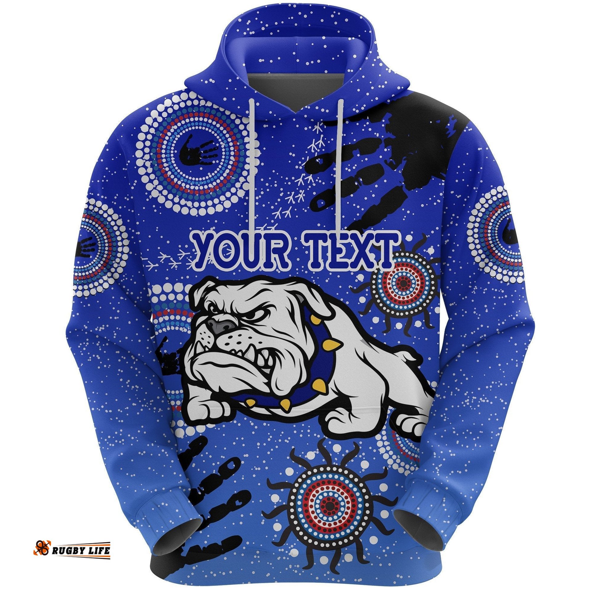 Custom Personalised Bulldogs Hoodie Indigenous Country Style