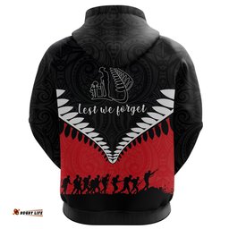 anzac day new zealand warriors hoodie silver fern black red