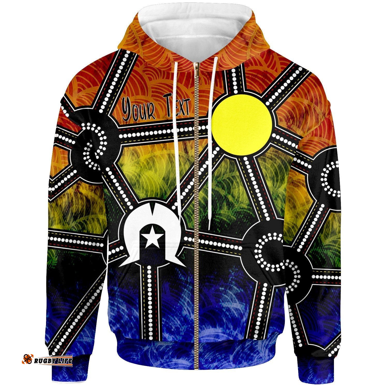 Custom NAIDOC Week Zip Up Hoodie, Aboriginal Geometric Style 06