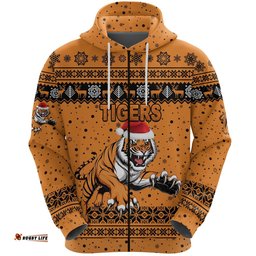Wests Christmas Zip Hoodie Tigers Unique Vibes Orange