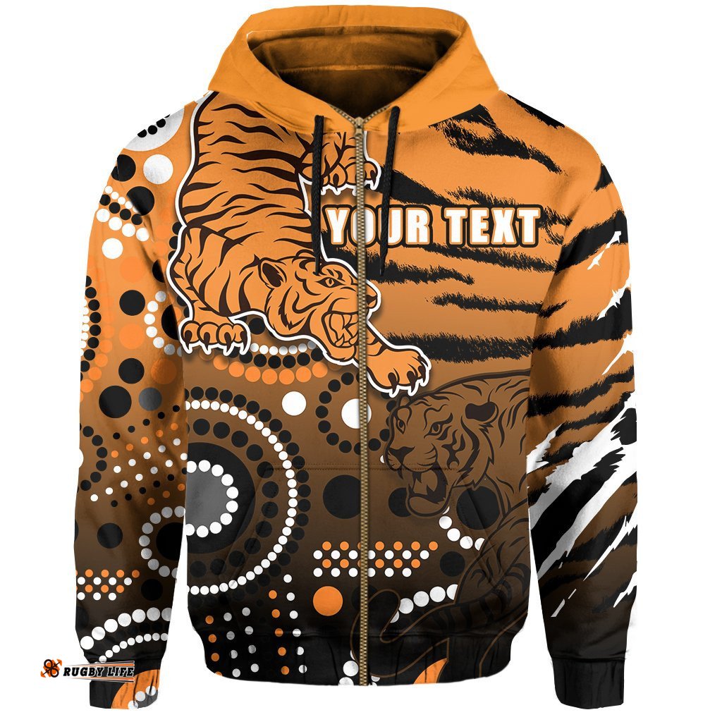 Custom Personalised Tigers Zip Hoodie Wests Indigenous New