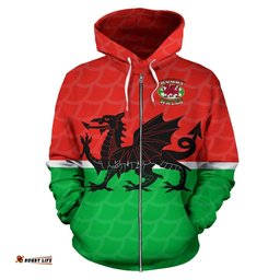 Wales Rugby Dragon Zip Up Hoodie Version 2