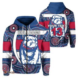 Custom Personalised Western Football Bulldogs Zip Hoodie Redamancy Indigenous Australian Custom Text and Number