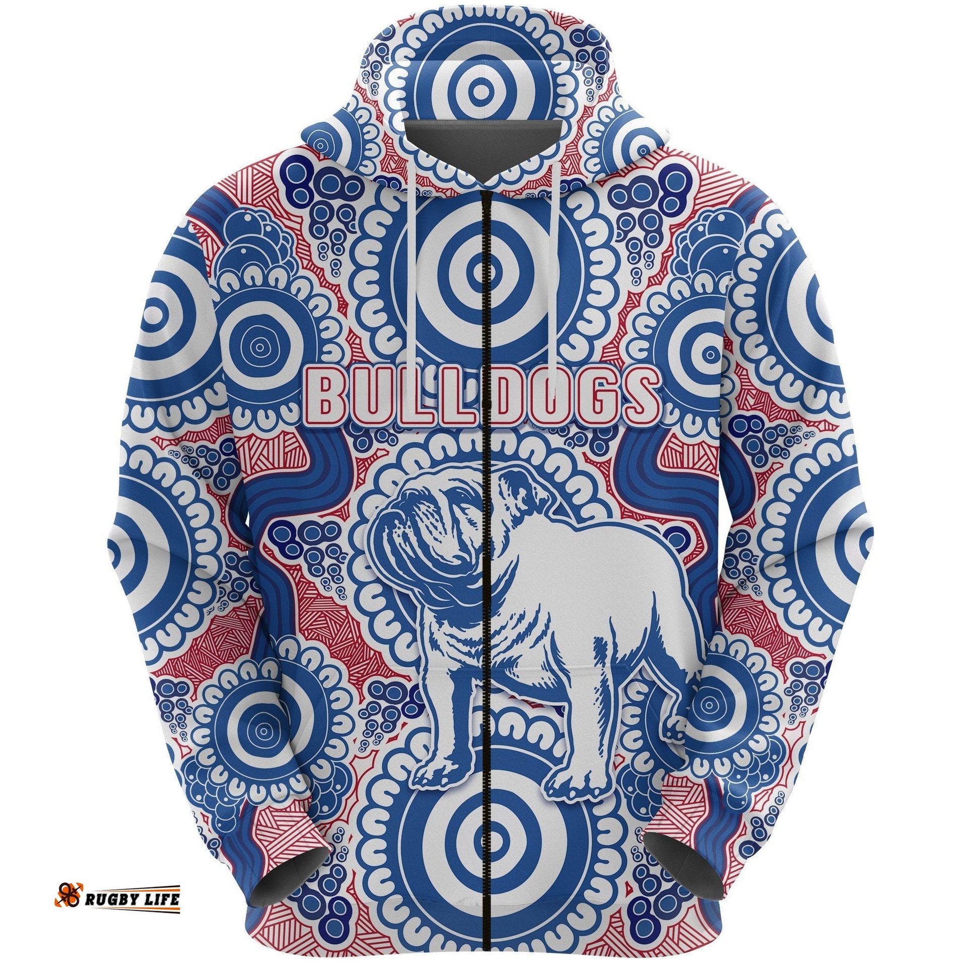 Western Zip Hoodie Bulldogs Simple Indigenous
