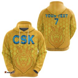 custom personalised chennai super kings hoodie cricket traditional pride yellow custom text and number tee ausie