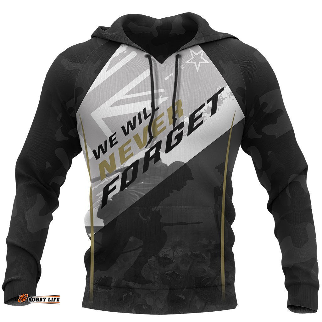 anzac new zealand hoodie let us never forget pullover hoodie tee ausie