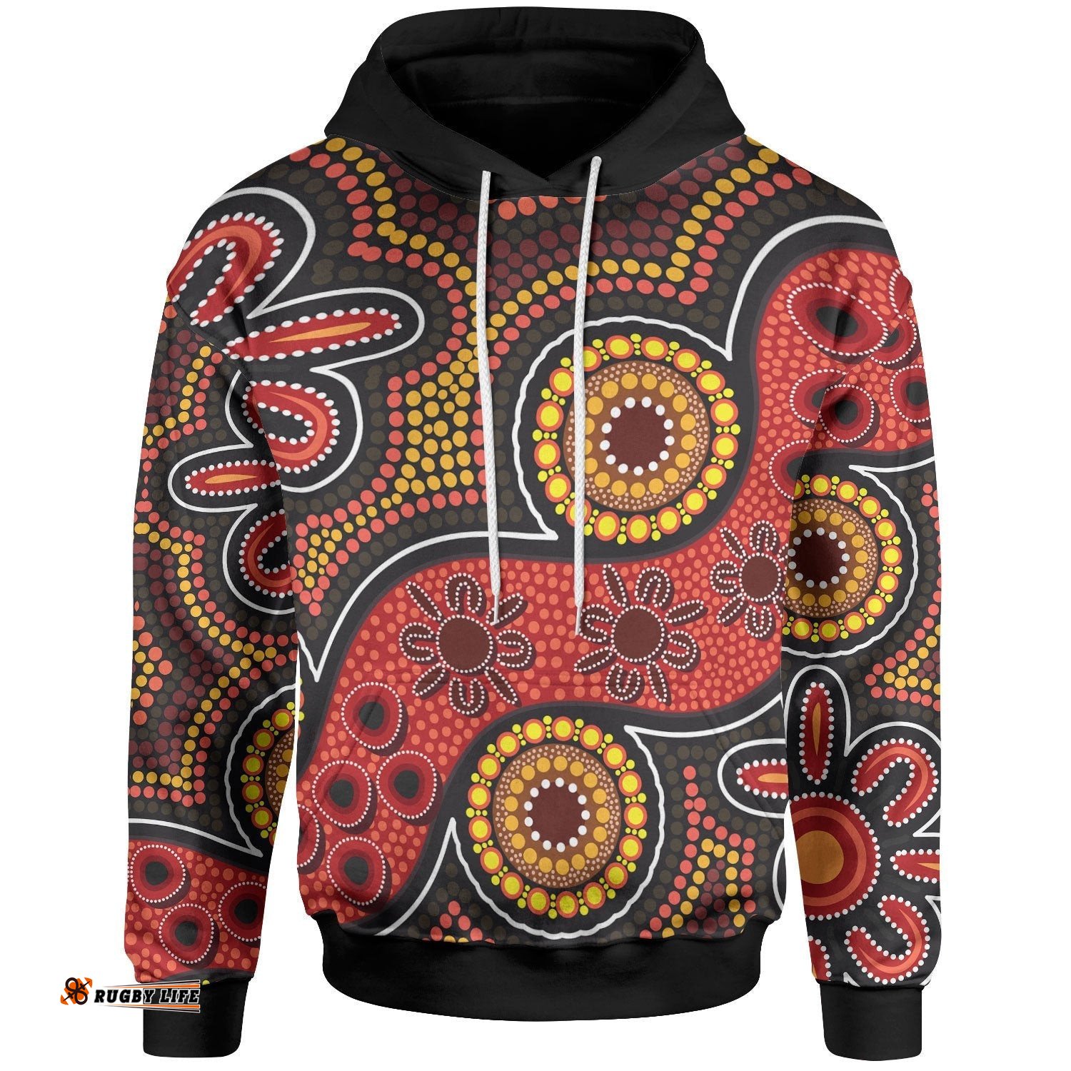 Aboriginal Hoodie Indigenous Circle Dot Painting Style 02