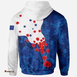 ANZAC Lest We Forget Zip Up Hoodie Australian Flag Color