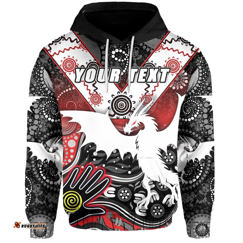 custom personalised white st george dragons hoodie indigenous tee ausie
